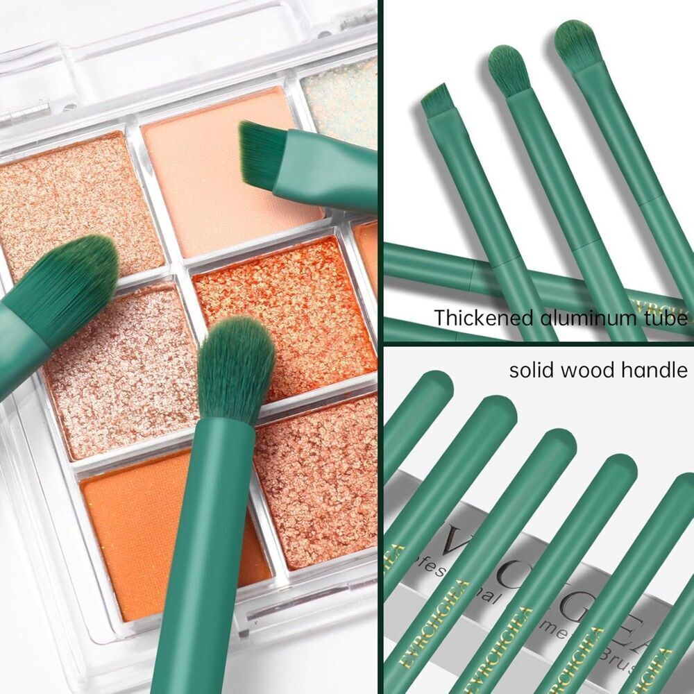 6 Pcs Green Professional Blending Soft Hairs Eye Makeup Brush Set & Wood Handle - Picture 4 of 5